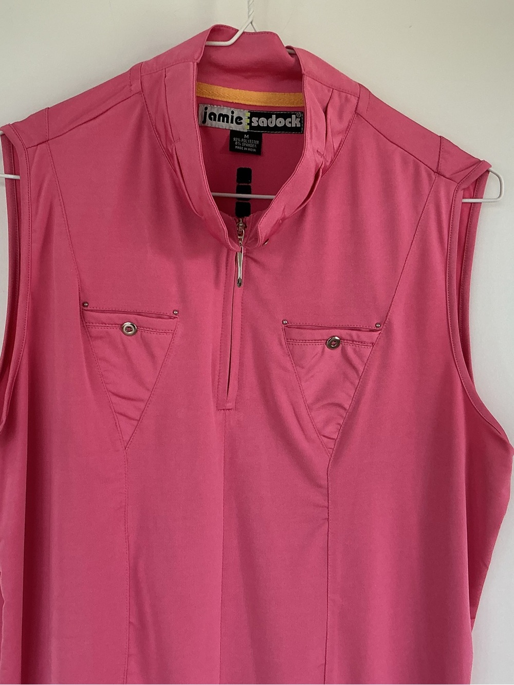 jamie sadock Bright Pink Sleeveless Zip-Front Golf Tank